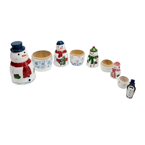 Avon 2006 Nesting Snow Family (5) Tallest 6.5" W/Box - Picture 4 of 7